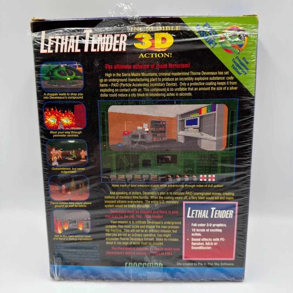 Lethal Tender 3D PC Game MS-DOS 1993 Froggman Software Big Box New Sealed